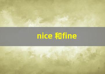 nice 和fine